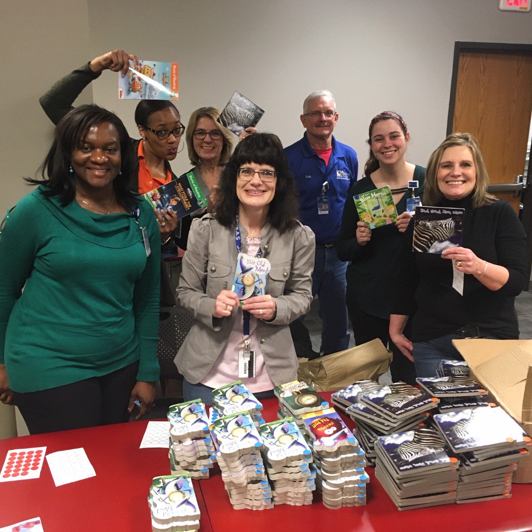 Thank you to the Facilities Business Office Team at the University of Kansas Medical Center! They recently visited us to learn about Reach Out and Read KC and label lots of books for our partner medical clinics. Thanks for the help! #reachoutandreadkc #kumc