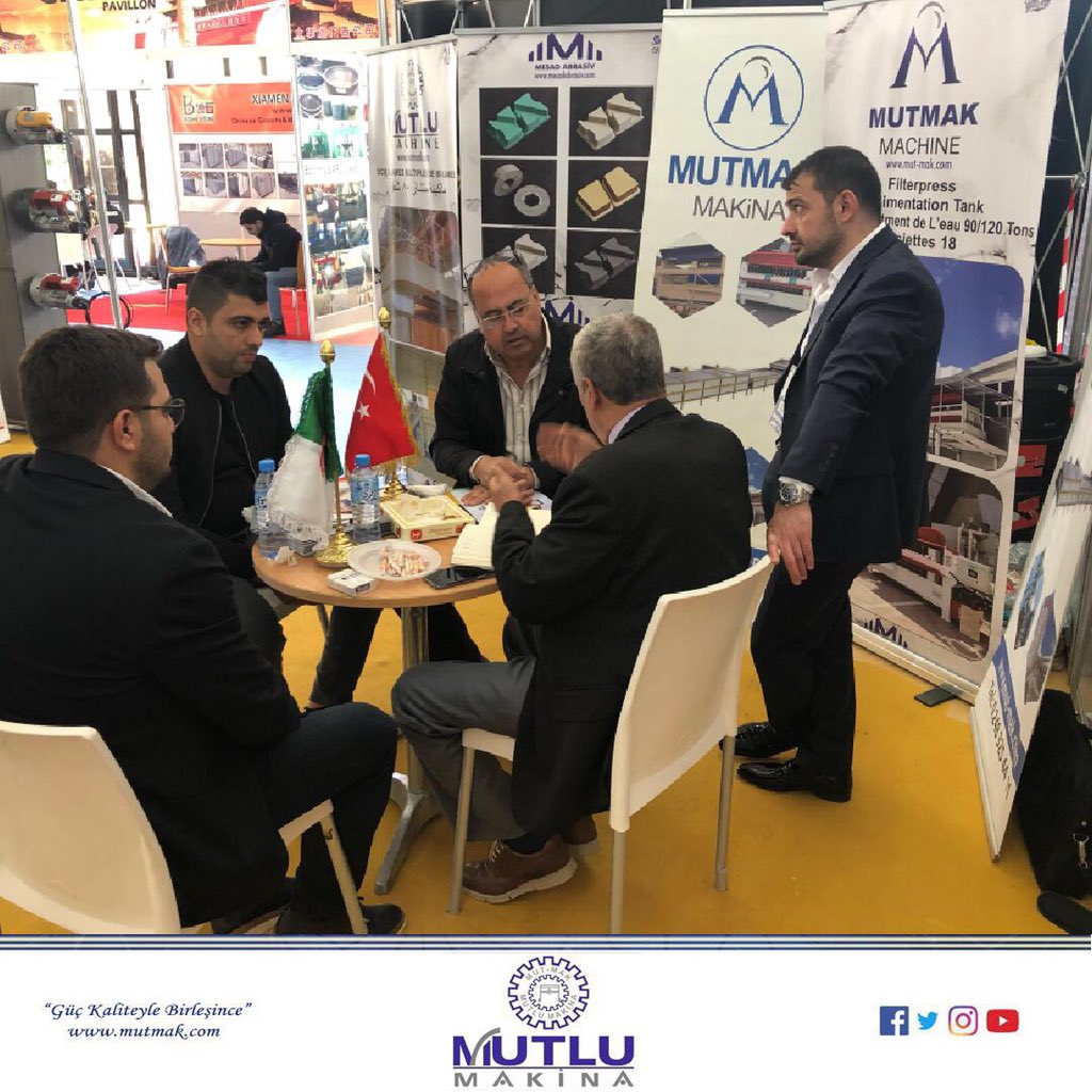 MutluMakina's tweet photo. 22.Cezayir Batimatec Fuarı’nın sonuna gelmiş bulunmaktayız. Bizi ziyaret eden tüm misafirlerimize teşekkür ederiz. 

Notre foire set deja finis, on est remerci tous nos cheres visiteurs.

#batimatec #algeria #turkey #mutlumakina #mutlumachine #marbre #marble #mermer #machine https://t.co/i9h0EuR4MT