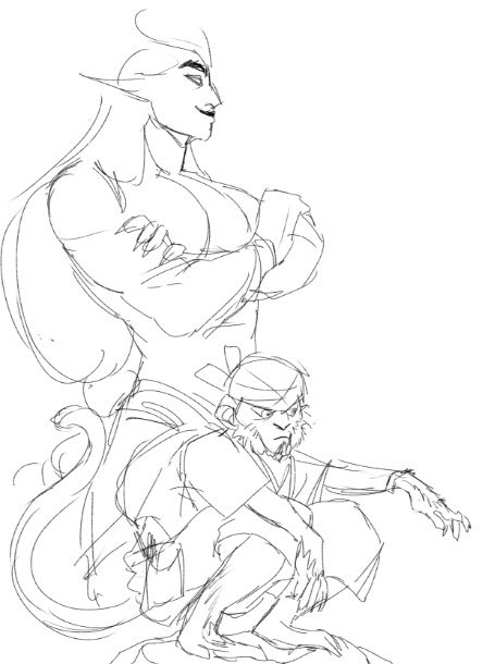 peachjester's tweet photo. ๐ my big boy and a friends little boy from our #dnd group โค๏ธ #tiefling #apeling #doodle https://t.co/QpcIUVCrdr