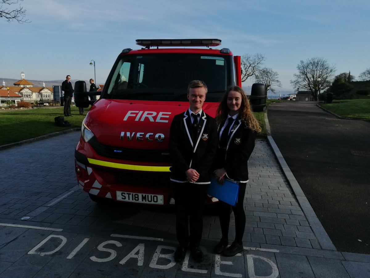 Chief Executive of A&B Council Cleland Sneddon trying out #sfrs new technology at the A&B Full CPP Conference with today's two hosts from @dunoongrammar1 #partnershipworking #safercommunities #abplace2b