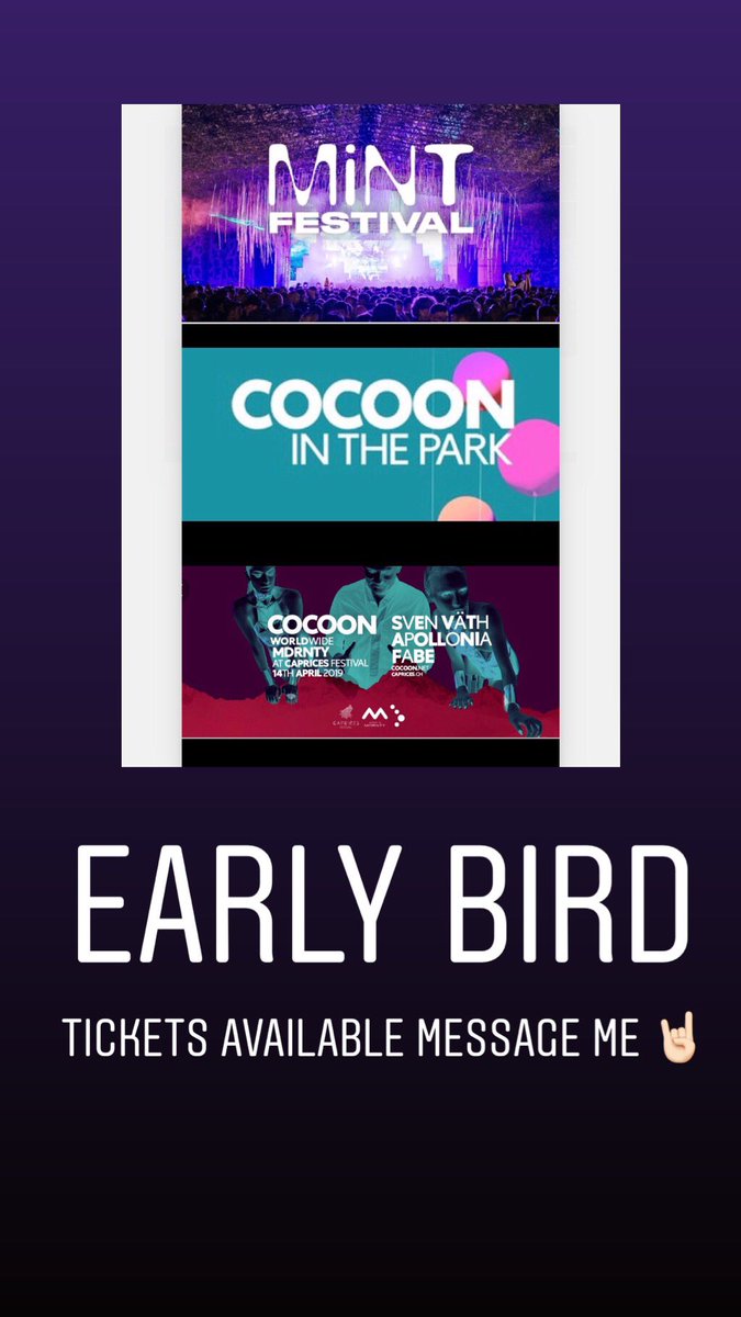 bethwilson36's tweet photo. Mint Festival and Cocoon in the Park 2019 tickets dm me https://t.co/nE1ZVdUabw