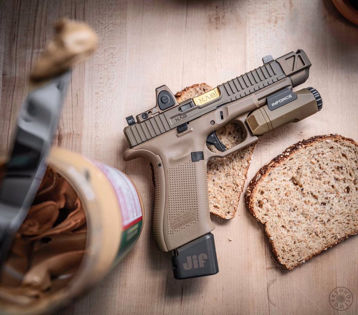 KABDefense's tweet photo. Peanut butter and Jealous! #kabdefense #pbj #ThursdayMotivation #glock19x #Glock19 https://t.co/r1OF96Ou4T