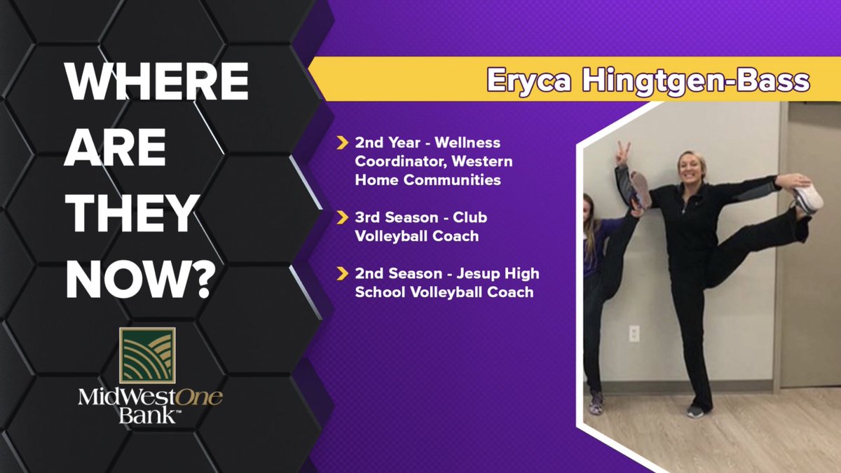 PantherST's tweet photo. Where Are They Now? Eryca Hingtgen was a 1st team all #MVC volleyball player for the Panthers with 350 kills in the 2014 season! Eryca now is a wellness coordinator at @westernhomeIA and a volleyball coach at Jesus High School 🏐@JHawksSN @UNIVolleyball #MidWestOneBank https://t.co/kJIVmSwmUM