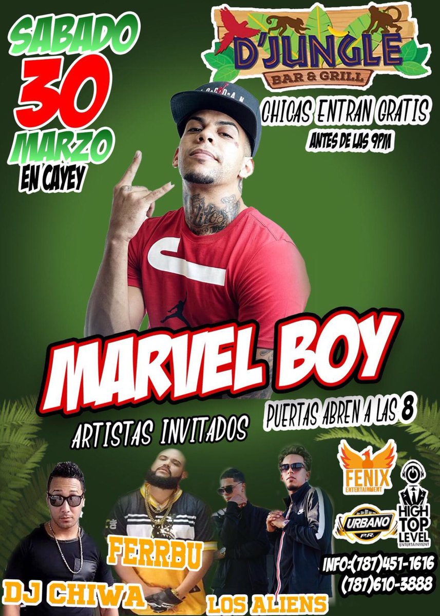 LosAliensPR's tweet photo. Este sabado todo el mundo para D’Jungle en Cayey. Los Aliens en tarima junto @_marvelboy27 Ferbu, @DJCHIWAPR 🔥🔥🔥🔥 PREPARENSE PARA EL PERREO👀 @Chris_1500 @monchii4 @wilsonaponte29 #MUSAVERSTILCORP #elduoquenofalla🏌🏿‍♂️ https://t.co/EnAwgNX9Dp