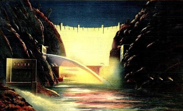 Vitality⁣
.⁣
Boulder Dam at Night, Arizona/Nevada, 1937⁣
.⁣
⁣#hooverdam  #arizona #nevada  #dam #infrastructure #irrigation #megastructure #brutalism #brutalist #brutopolis  #landart #popart #postcard #americanwest #americaninfrastructure #constr… ift.tt/2CI2uND