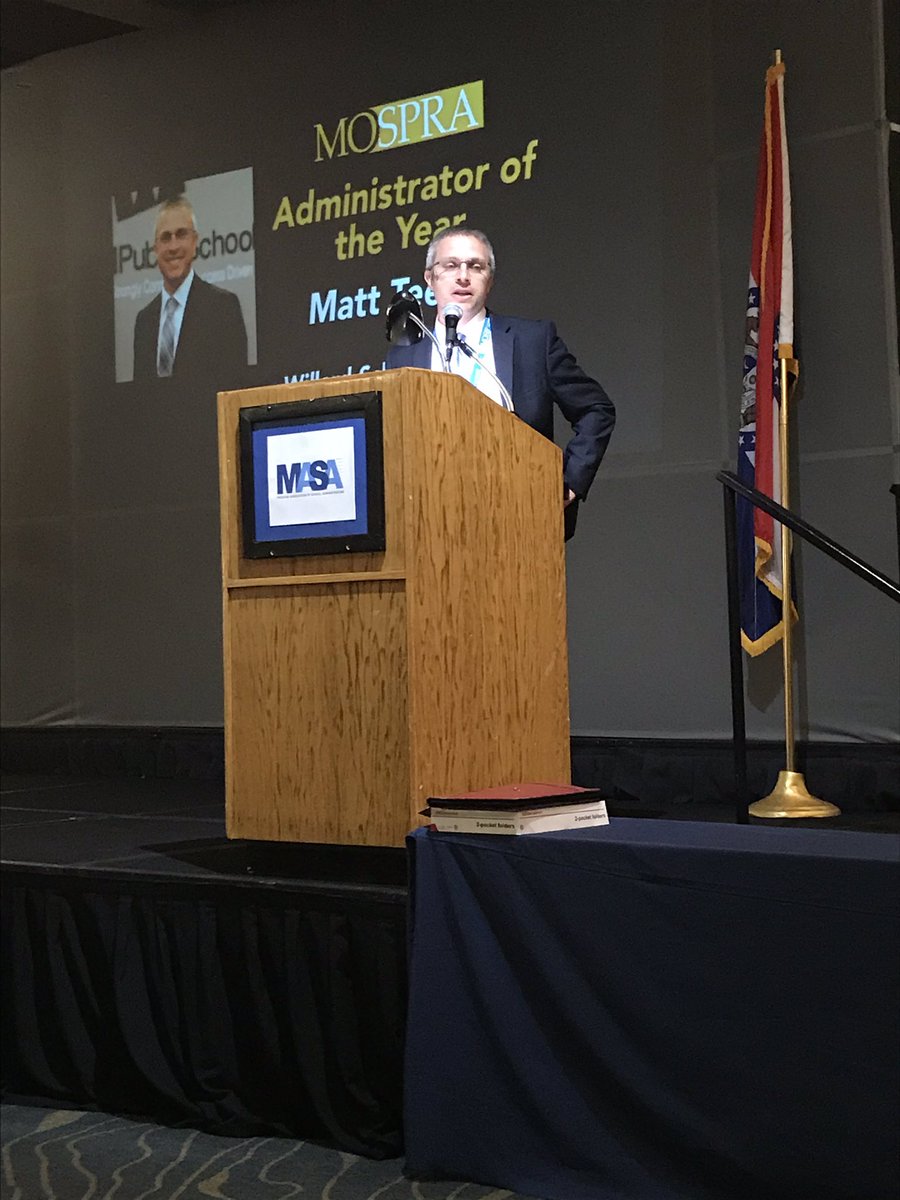 Congrats <a href="/DrMattTeeter/">Matt Teeter</a> - recognized as <a href="/mospra/">MOSPRA Official</a> Administrator of the Year today - appreciate your commitment to public education.