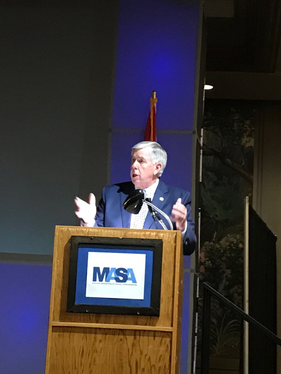 Governor Parson presenting to MASA. He is a true friend of public education.