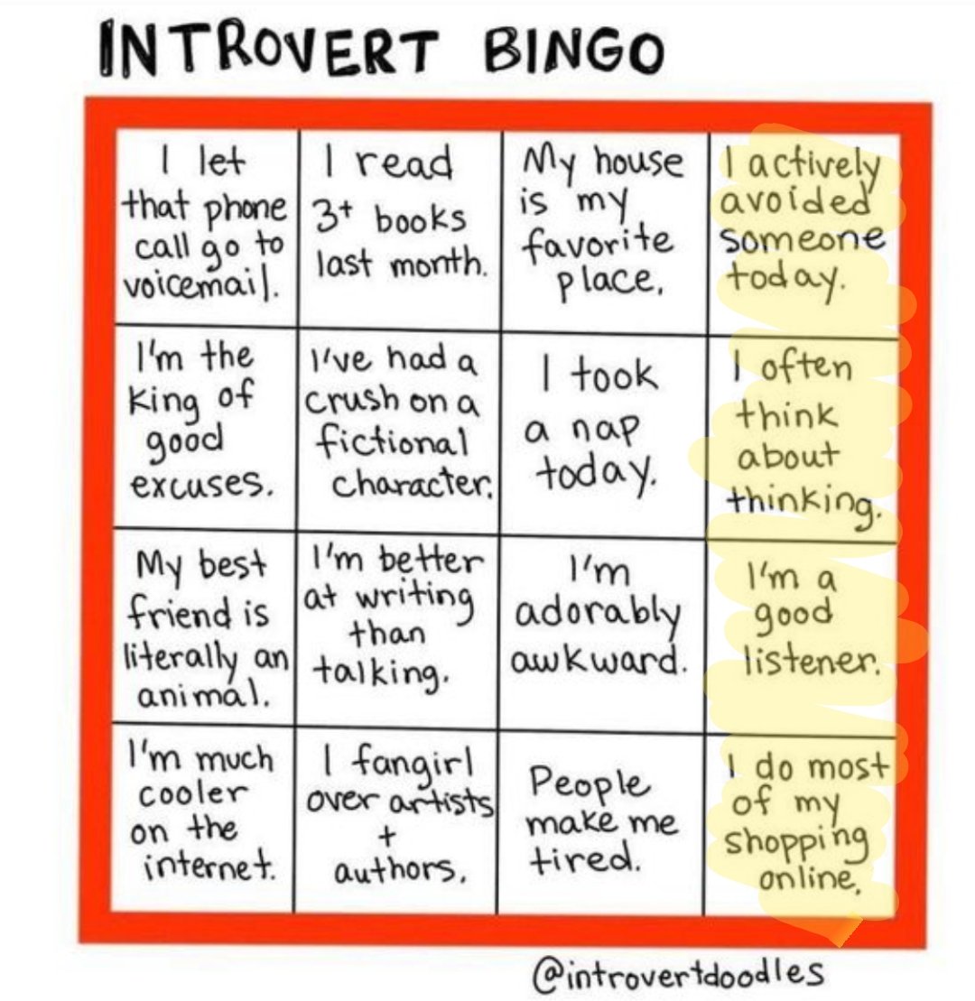 Introvert, Dear on Twitter: &quot;BINGO! #introvert #introvertlife #introvertproblems via @introvertdoodles… &quot;