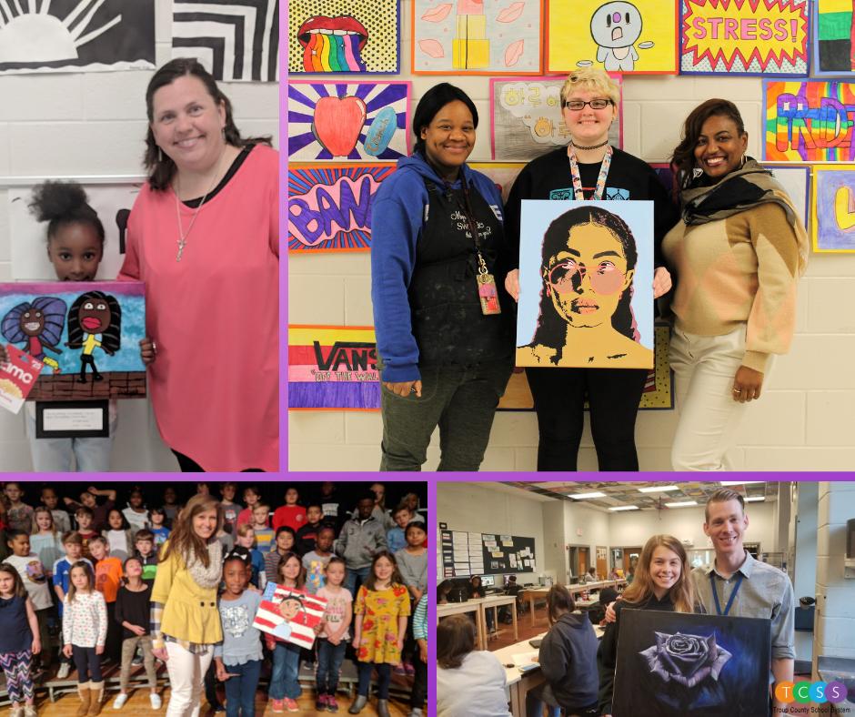 Congrats to these awesome art students. They submitted works for Arts & Appetizers in honor of #NationalYouthArtMonth (March) and out of 203 art pieces, theirs were posted the most! #TCSSFuture #Artists #ArtsnApps
