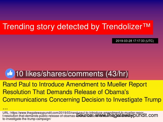 RandPaulizer's tweet photo. #RandPaul to Introduce Amendment to Mueller Report Resolution That Demands Release of Obama's... https://t.co/8uvmapGRF8 https://t.co/oOfzQZUa0b