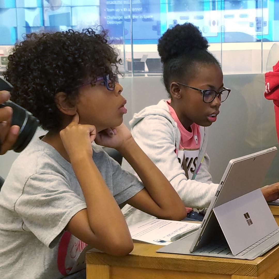 VolunteerBGCMIA's tweet photo. #TBT to our #MakeCodeArcade event at @Microsoft at Dadeland Mall last month! These #FutureTechDivas were intent on learning how to create their own arcade games. Want to check out our next event this Saturday at @FIU? Register here: https://t.co/1xGM5hG8Sj https://t.co/Fajggr0AzF