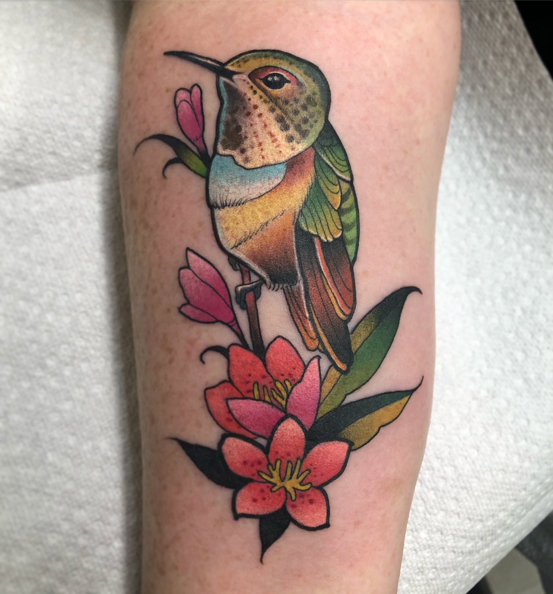 Neo Traditional Hummingbird Tattoo