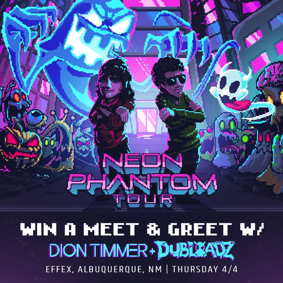 vivaabq's tweet photo. We are giving ONE LUCKY WINNER & A FRIEND a chance to meet and play arcade games with @diontimmermusic & @Dubloadz next Thursday at @EffexNightclub on their #NeonPhantom Tour!
-
Enter here at -> https://t.co/IERYLxUKpW https://t.co/WvdYZdUBzM