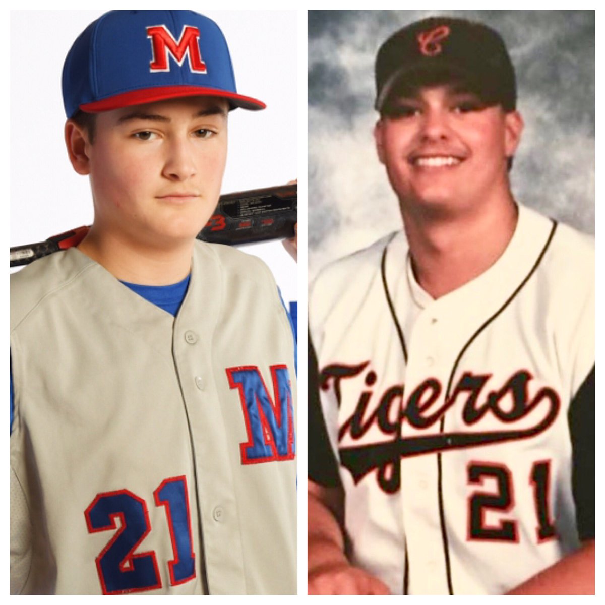 21 years after my brother's senior season, my boy begins his High School career. It's more than just a number. Coincidence? I think not. The team is different, colors aren't the same but still cheering for #21 💙❤️ #Mohiganpride #baseballseason #familytradition #futureisyours