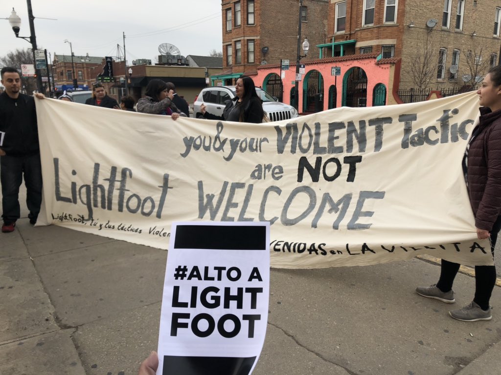 verocastro's tweet photo. Community folx in #LaVillita telling @LightfootForChi she is not welcome here.  #StopLightfoot. More info @ https://t.co/dH6H7vW65f https://t.co/3B9GKkgi0k