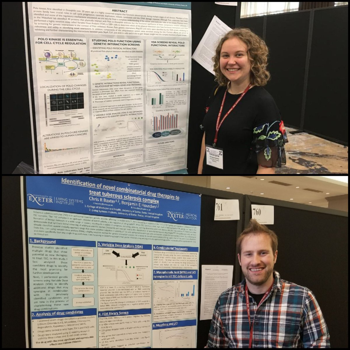 BioKasia's tweet photo. You know you're "conferencing" well when you're too busy to Tweet the @LabHousden #dros19 posters plug. Learn about our RNAi screening approches to help functionally characterize interactors of polo kinase (561) and to identify combinatorial drug therapies for treating TSC (761) https://t.co/zKBu92NfJh