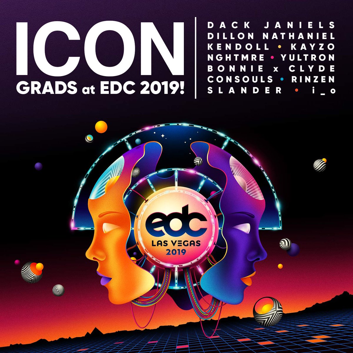 Shout out to the incredible list of ICON Grads playing <a href="/EDC_LasVegas/">EDC Las Vegas</a> this year! We're so proud of you all! 

<a href="/DackJanielsDub/">DACK JANIELS</a>, <a href="/DillonNathaniel/">Dillon Nathaniel</a>, <a href="/kendollmusik/">KENDOLL x)</a>, <a href="/KayzoMusic/">Kayzo</a>, <a href="/NGHTMRE/">NGHTMRE</a>, <a href="/yultron/">Yultron</a>, <a href="/BONNIEXCLYDE/">BONNIE X CLYDE</a>, <a href="/ConsoulsMusic/">Consouls ❤️</a>, @rinzenmusic, <a href="/slander/">sl&m</a>, <a href="/i_oofficial/">i_o</a>