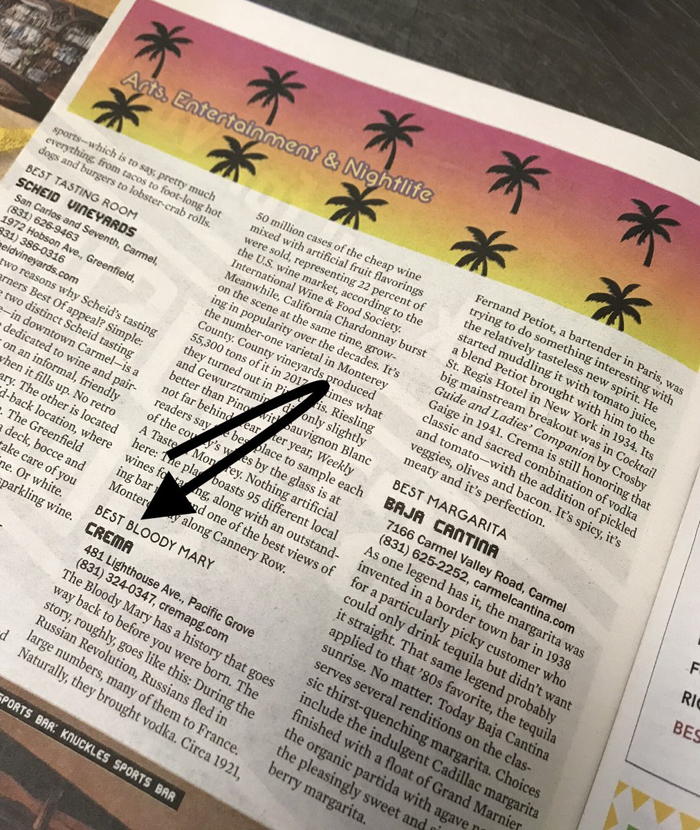 So this is happening! We’ve earned our ⭐️ in the <a href="/mcweekly/">Monterey County Weekly</a> #BestOf Awards for BEST Huevos Rancheros &amp; BEST Bloody Mary! Thank you to everyone that voted! We are over the moon! #findyourhappyplace #cremapg #cremlins #brunchsohard #pacificgrove #bloodymary #huevosrancheros #brunch