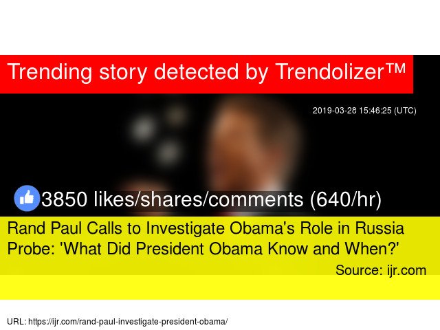 RandPaulizer's tweet photo. Rand Paul Calls to Investigate Obama's Role in Russia Probe: 'What Did President Obama Know and When?' https://t.co/Qes0Ljw6em https://t.co/cUgipQPbRY
