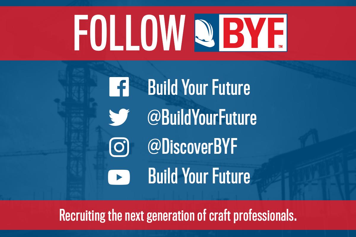 BuildYourFuture's tweet image. We'd love your support as we work to recruit the next generation of #construction craft professionals! Follow us on our other social media channels:

Facebook: facebook.com/BYFcampaign/
Instagram: instagram.com/discoverbyf/
YouTube: youtube.com/c/buildyourfut…