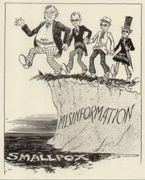 doctorow's tweet photo. An editorial cartoon about the anti-vaccination movement from the 1930s https://t.co/YnqvNbvGBI https://t.co/PMgIYSwJd6
