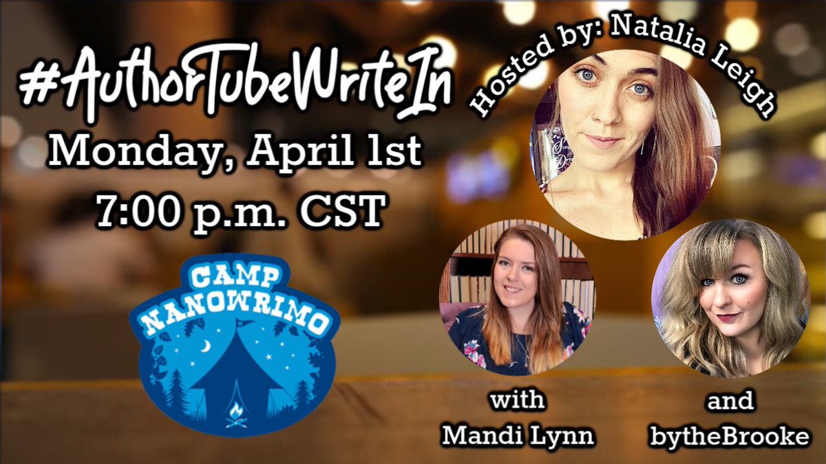 _brookepassmore's tweet image. Some folks were sad they weren’t able to attend #AuthorTubeWriteIn tomorrow night, but have no fear! @NataliaALeigh @mandilynnwrites and I are doing 3 more #writeins for the month of #CampNaNoWriMo &amp;amp; the first one is April 1st at 7 pm CST! Let’s start off #nanowrimo #write! (pun)