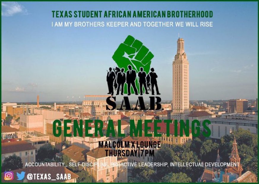 General Meeting today at 7 PM in the X-Lounge!!! Come out and fellowship with SAAB✊🏾