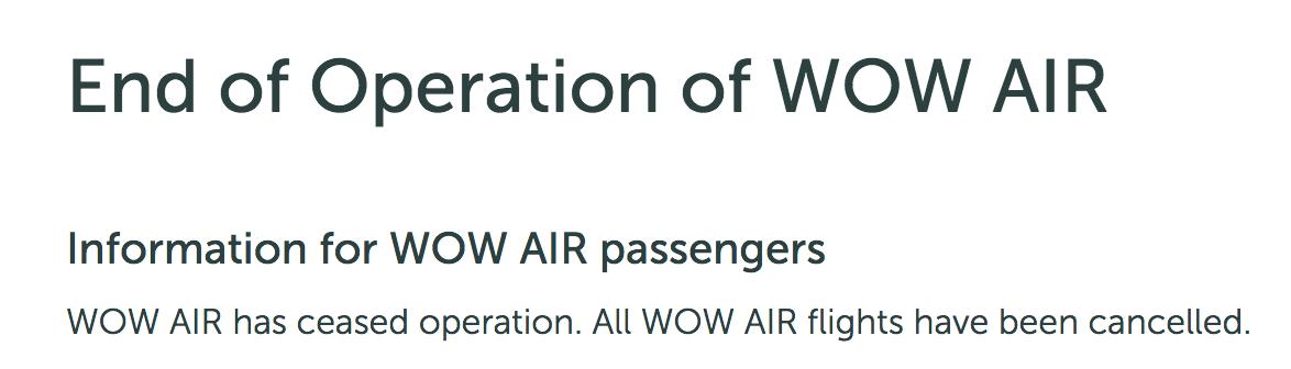 DoAllTravel's tweet image. WOW AIR has ceased operation. All WOW AIR flights have been canceled. For more info visit: wowair.com/travel-alert/