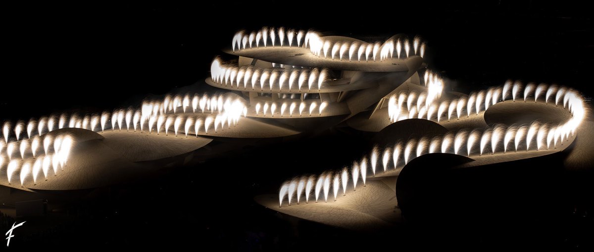 GroupeFpyro's tweet image. @GroupeFpyro performance at the @NMOQatar opening ceremony yesterday night. A real gemme to enlighten! #NMoQ #qatar #museum #desertrose @QatarMuseum @almayassahamad @ateliersjnouvel @auditoireqatar