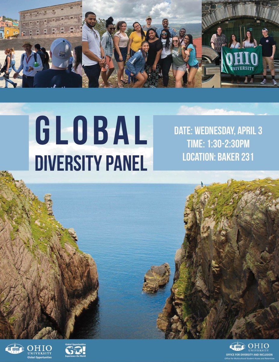 OHIOGoGlobal's tweet photo. Celebrate #IWeek19 with us next Wednesday at our Global Diversity Panel! Hear from diverse former study abroad participants and learn about their experiences abroad! https://t.co/oqeXlfMWTx