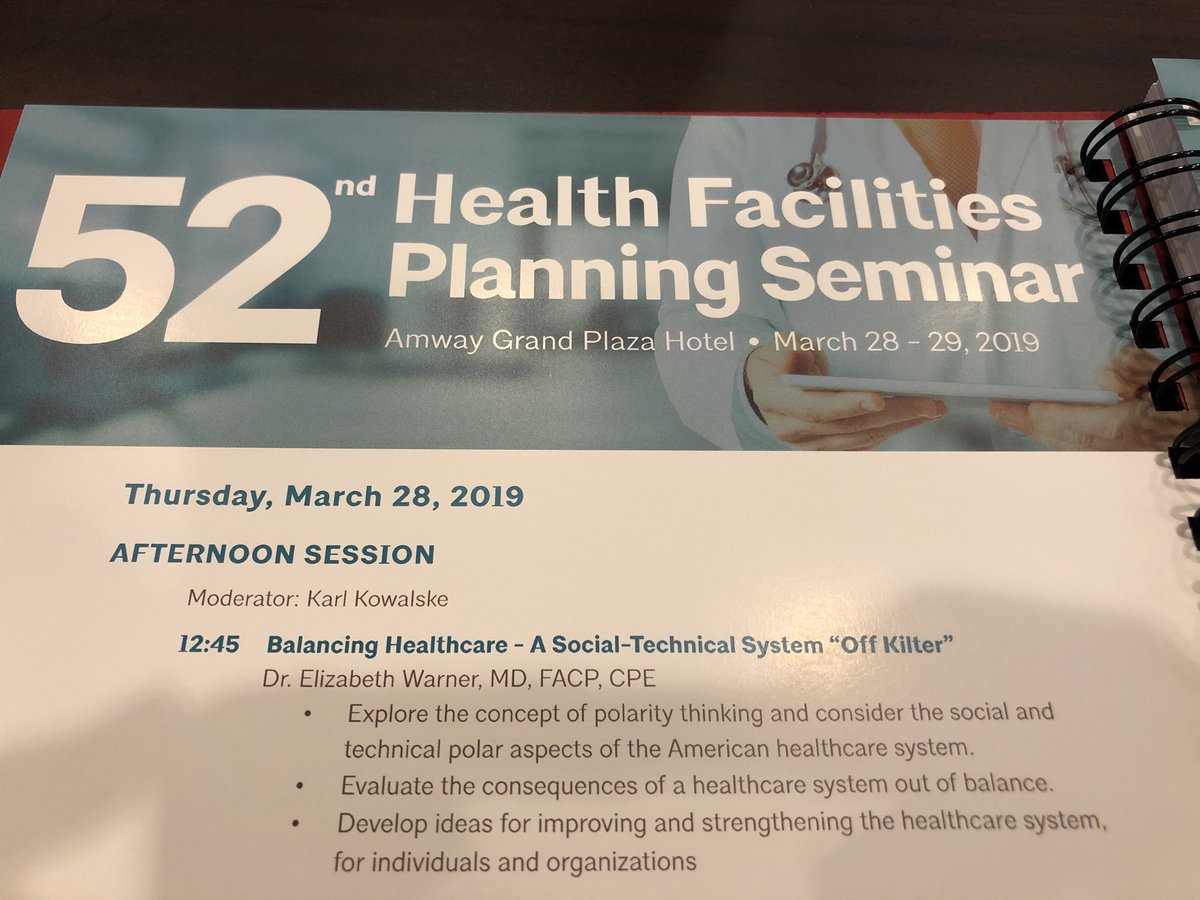 Spending some time in Grand Rapids at the Michigan Health Facilities Planning seminar.  Some terrific speakers like Dr. Elizabeth Warner, MD, FACP, CPE.  Talking about various pieces and parts of Healthcare design!  #healthcarearchitecture #architecturedaily
