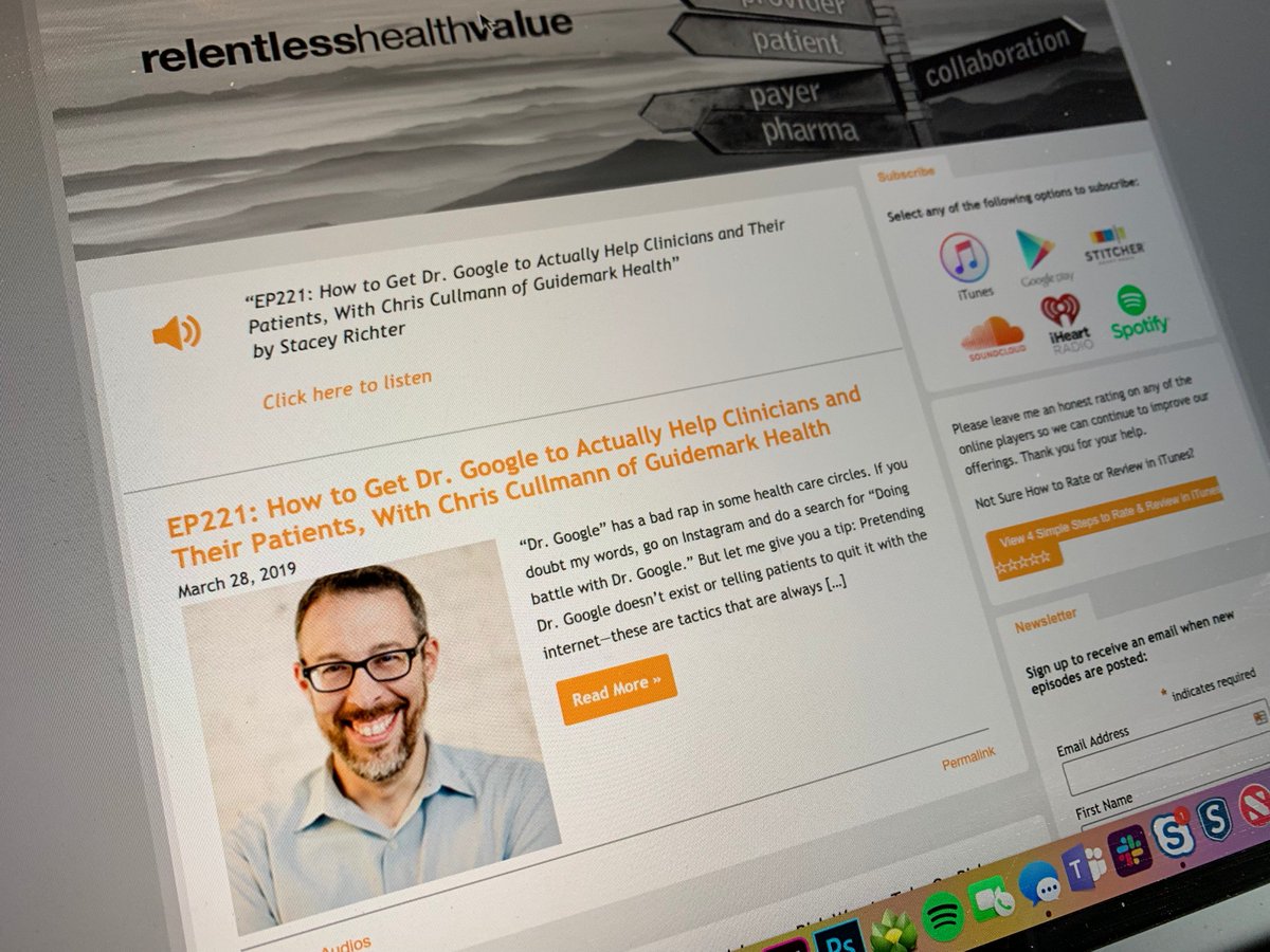 cullmann's tweet image. I am very excited to be featured on this week's @RelentlesHealth podcast discussing how "Dr. Google" actually helps clinicians and their patients move towards better communication #healthcare