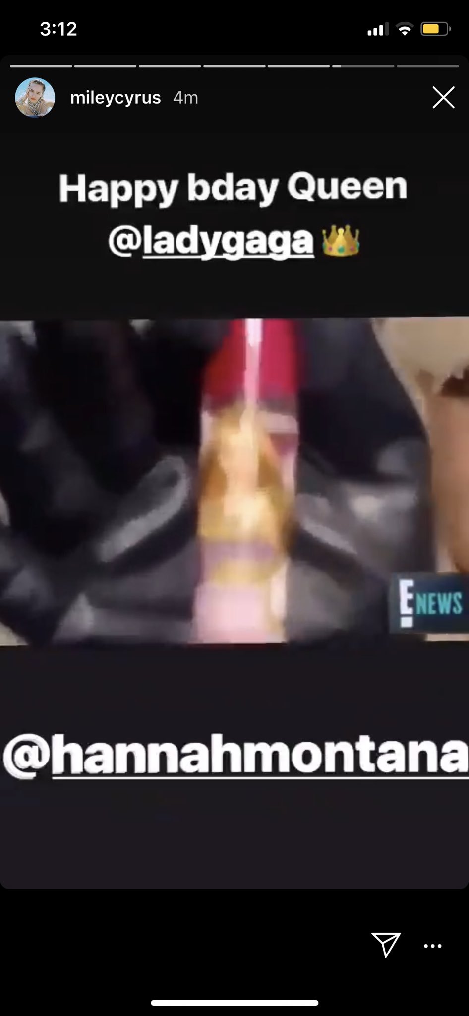 Miley Cyrus wishing Lady Gaga a happy birthday on Instagram! 