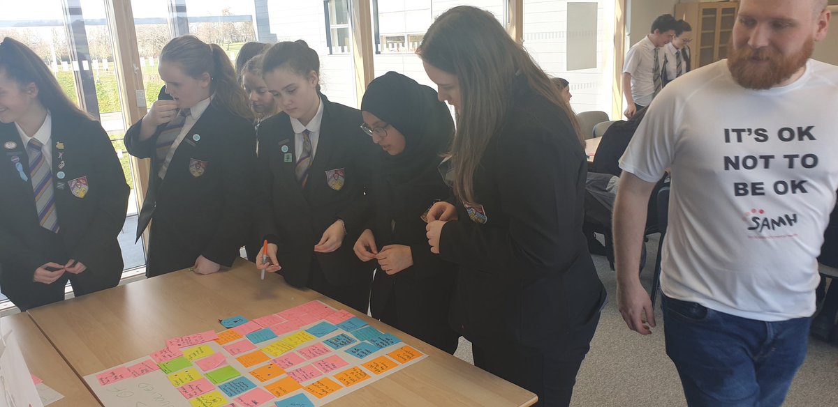 BarrheadSC's tweet photo. Thank you to Paul and Lorna from the Scottish Health Council Greater Glasgow and Clyde for coming in to gather our @BarrheadHighSch Student Council views on the barriers to healthcare services. We appreciate you listening to us. Great session! 
#stickynotetastic #pupilvoice https://t.co/H1Hi9BtF13