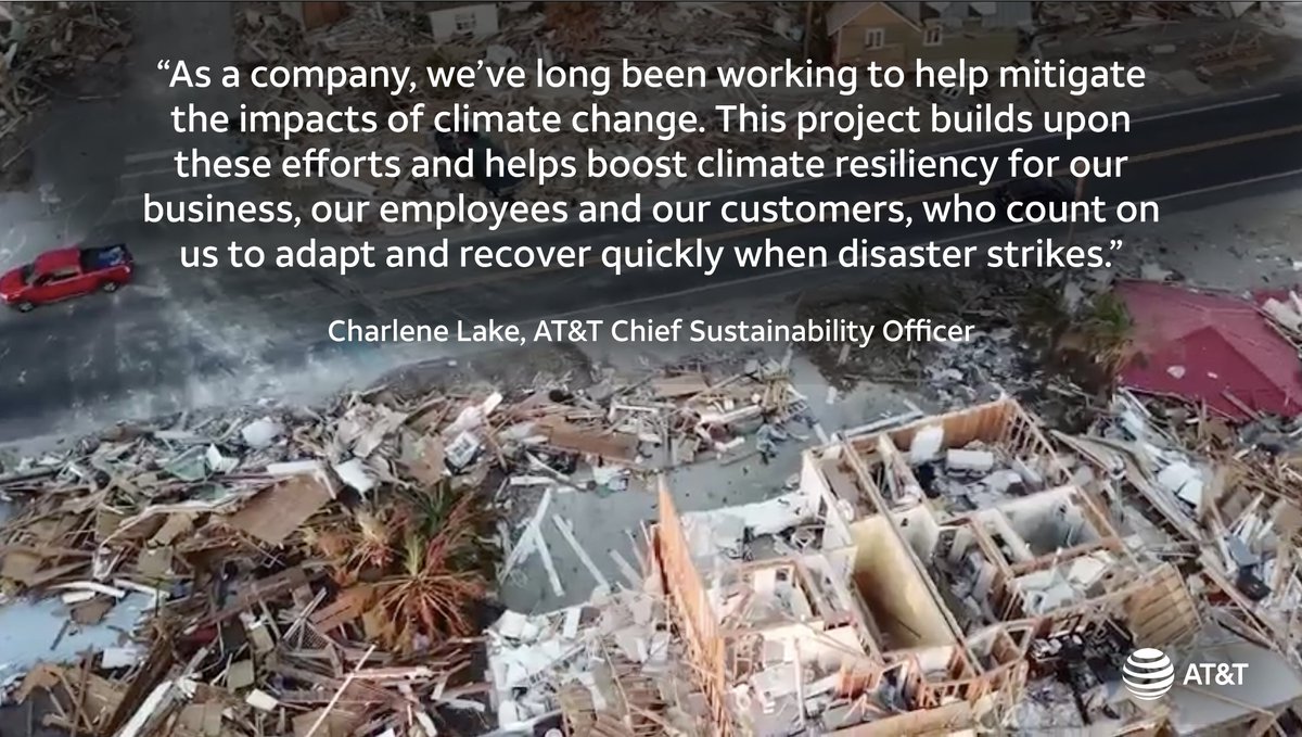 ATTimpact's tweet photo. AT&amp;T is taking steps to adapt to the changing climate and help boost climate resiliency for our business, our employees and our communities. https://t.co/MwuA8PggEu #ATTimpact https://t.co/DrKDwVvSCq
