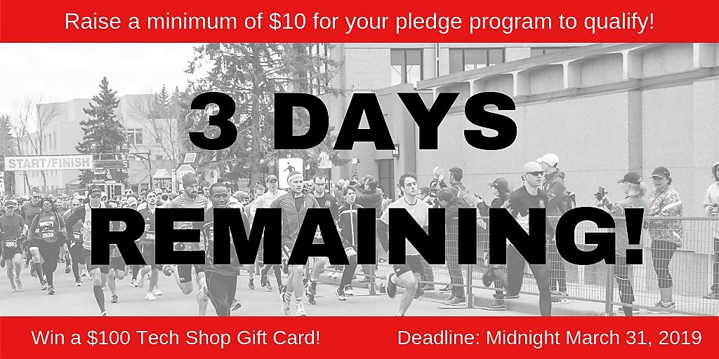 CPFYYC's tweet image. Only 3 days left to qualify! Raise a minimum of $10 for your @YYCPoliceHalf or Rookies &amp;amp; Legends pledge program by March 31 for your chance to win a $100 Tech Shop gift card! As an added bonus, all pledge proceeds are donated directly to CPF! #RunYYC #RunCalgary #YYCPoliceHalf