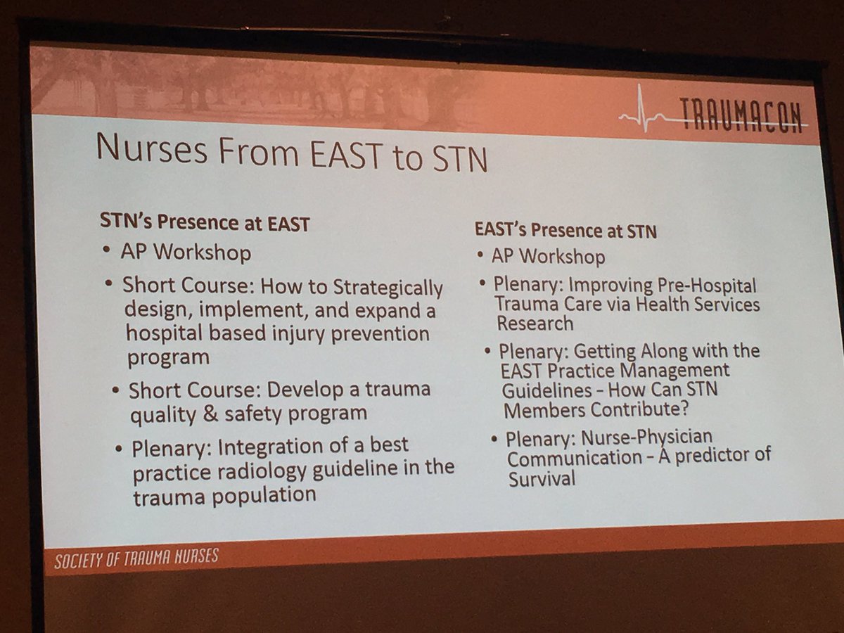 elliotthaut's tweet photo. Thx to @messing for his overview of the recent @EAST_TRAUMA meeting at @SocTraumaNurses #TraumaCon2019 #TraumaCon19 #Guidelines #EAST4all #SurgTweeting #EAST2019 https://t.co/0QnEpQ0x5g