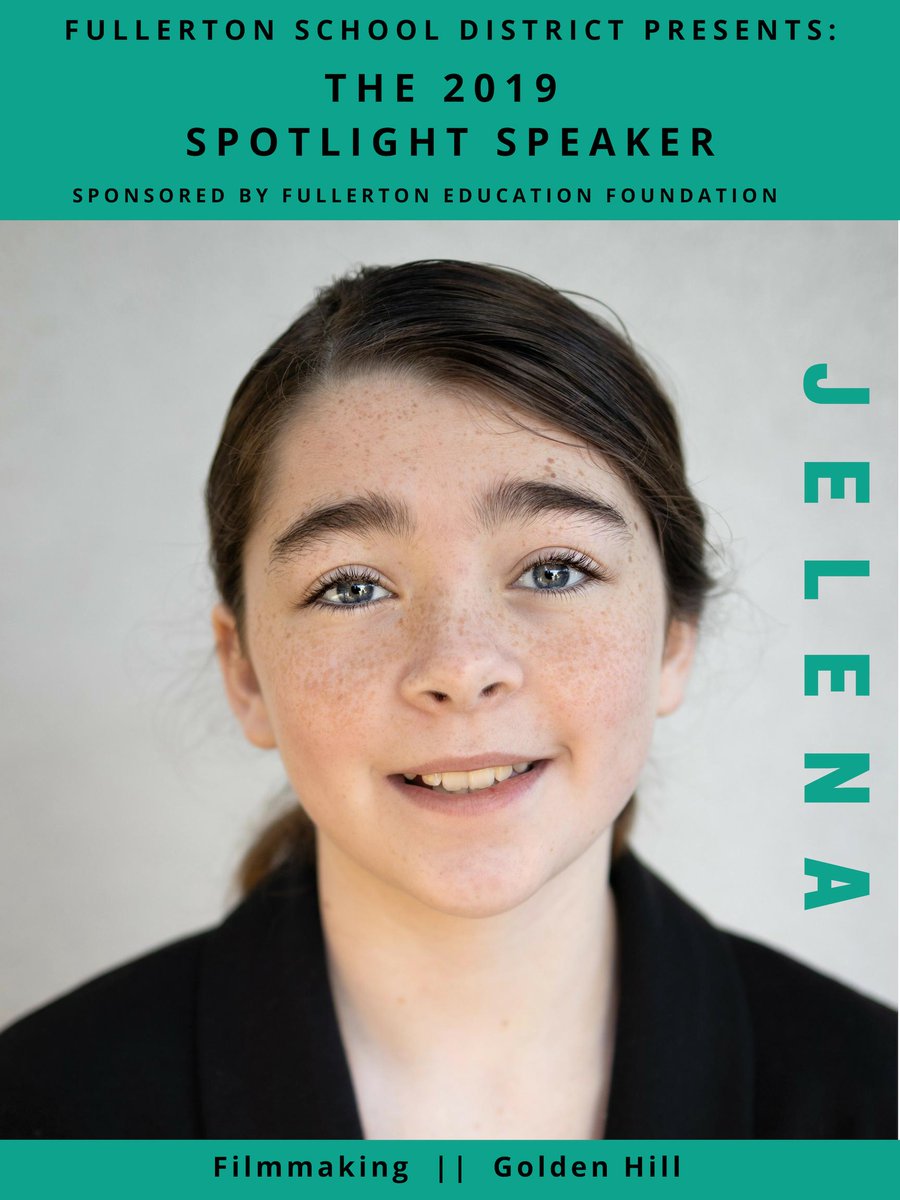 principalungaro's tweet photo. Countdown: Join Jelena as she shares her passion about filmmaking.  Mark your calendars for April 5th, 6:00pm @ the Anaheim Hilton.  #FSDFEST19 #fsdspotlightspeakers19 #fullertoneducationfoundation #fsdlearns https://t.co/0eqUFKvIuG