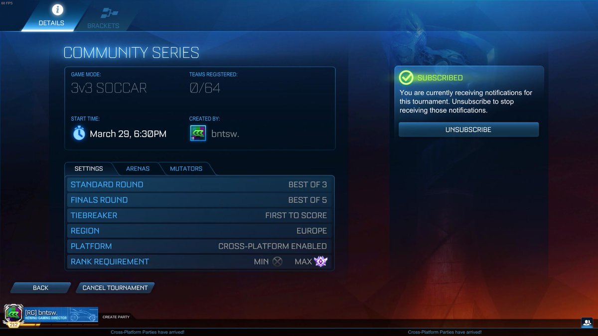 RewindRL's tweet photo. So Regular 3v3 will be the first ever gamemode of the Community Series!
Search the in-game Tournaments feature for 'Community Series'. We will be holding two events tomorrow: one at 6:30pm GMT and one at 7:30pm GMT.
We hope you enjoy this new tournament style!
#RGCommunity https://t.co/wQoVvr1OlW