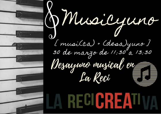 ReciCreativa's tweet photo. Este sábado os invitamos de nuevo al Musicyuno de la #ReciCreativa! De 11:30 a 13:30 tendremos #música y una gran variedad para el #desayuno. Café? claro! Bizcochos, quiche, tostadas... Mientras disfrutas de música en directo. Te esperamos! https://t.co/99UJfBAV57
