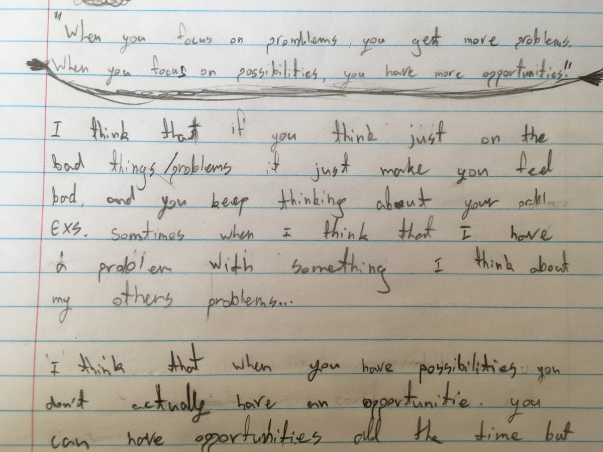 Ms_EMcCann's tweet image. The writing prompt this week was a tough one! Excellent #criticalthinking in our #writersnotebooks 👏📝
