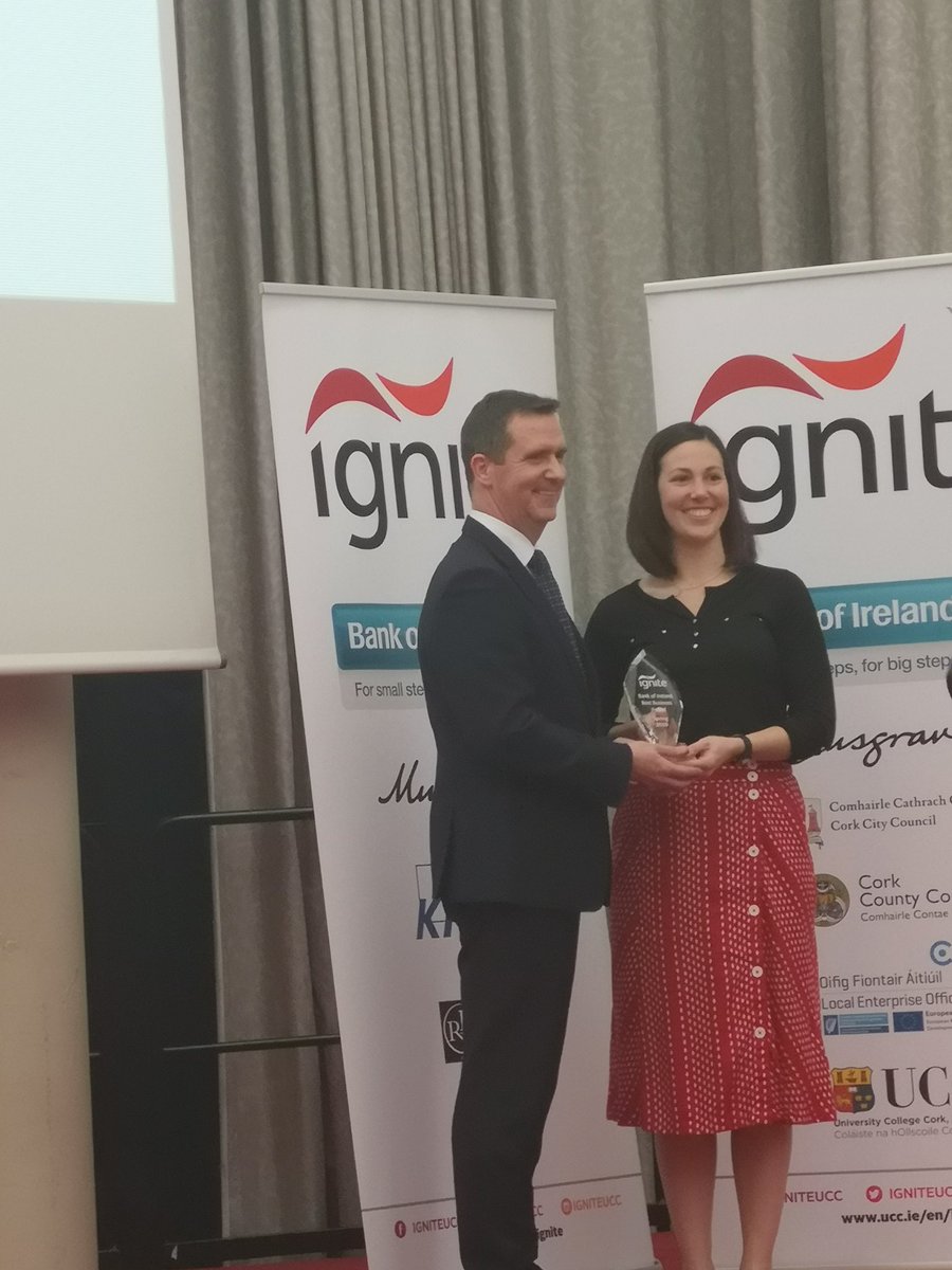 Delighted for Jen who took Best business tonight <a href="/IGNITEUCC/">IGNITE UCC</a> 🙌🙌✨✨✨🎉🎉🎉
@T4AdventureFood
<a href="/natural__force/">Jenn Hurley</a>
#win
#startup