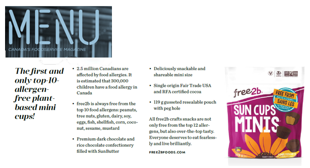 Look at us in the MENU - CANADA'S FOOD SERVICE MAGAZINE March/April 2019 edition.