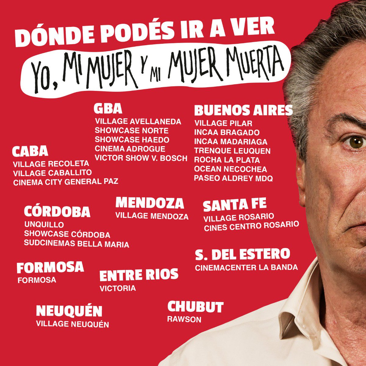 AZfilmsAR's tweet photo. ¿Sabés que sala está más cerca de tu casa? 

¡Entonces, no te pierdas el regreso de Oscar Martínez a la comedia dramática!

#YoMiMujerYMiMujerMuerta 

De @Santi_Amodeo con @SoldaMalena 

SÓLO EN CINES https://t.co/9q9t9bg84t