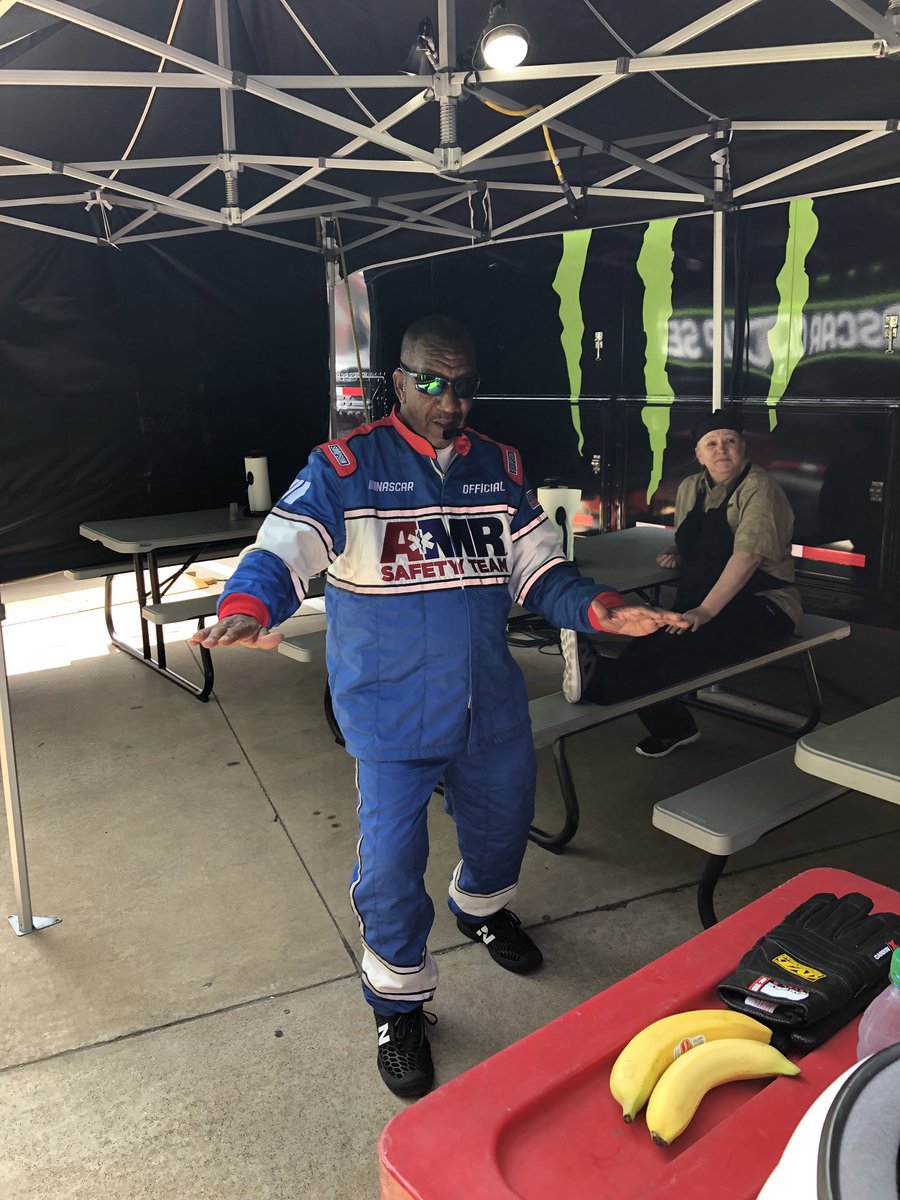 tj_davenport's tweet photo. Well we finally got @peanutmoney40 in a fire suit and on the track for today’s activities @TXMotorSpeedway #TrackServices https://t.co/9SYObphK3S