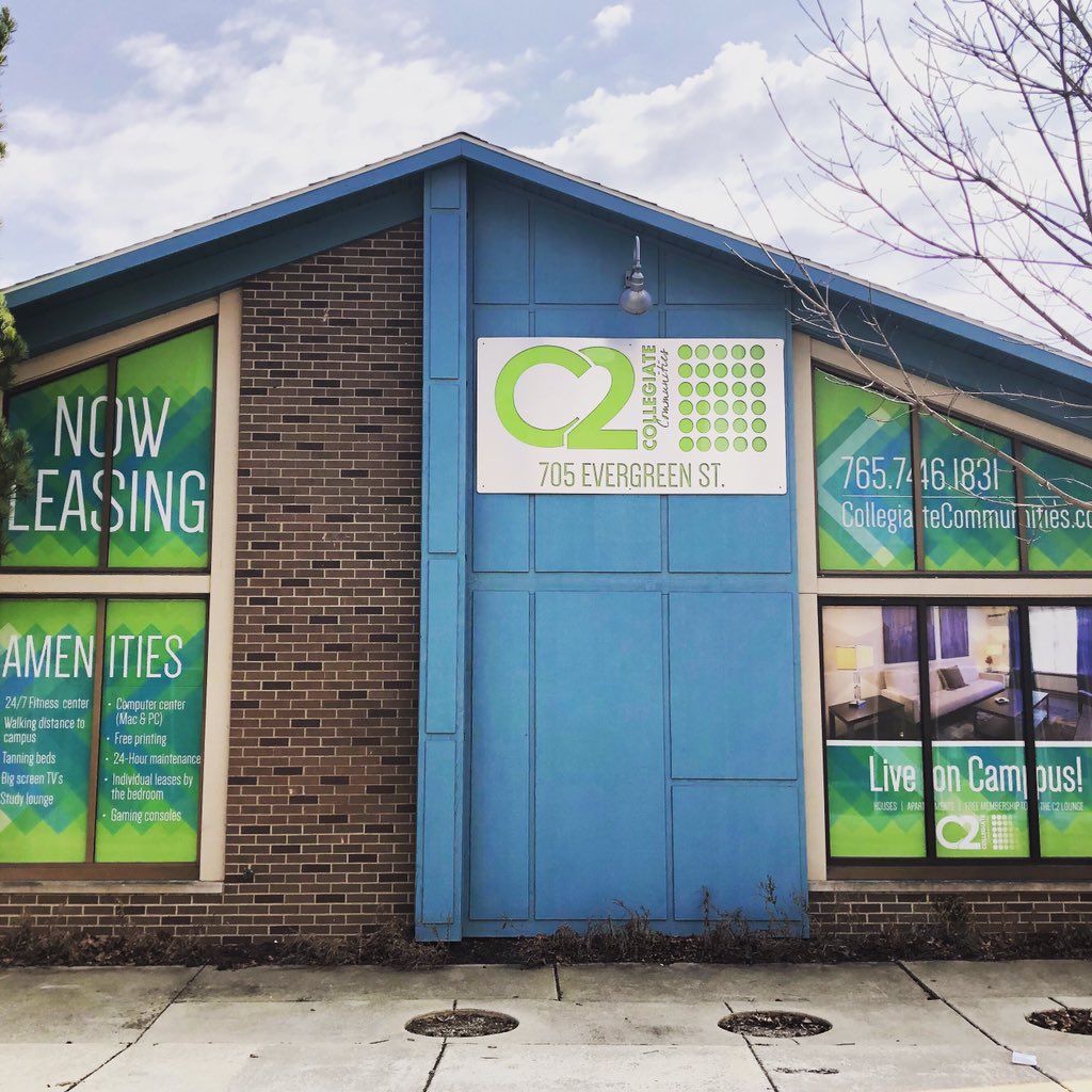 C2Purdue's tweet photo. It’s a beautiful day to take a walk to the C2 lounge to get more information on our last bed space available! Come on in and ask us about our specials on the last unit at 703 Evergreen Street! #OneSpaceLeft #Specials https://t.co/q3GdLmrM3R