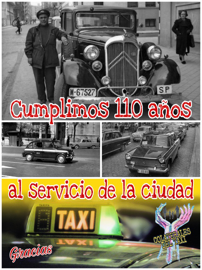 ColateralesTaxi's tweet photo. Un 29 de Marzo de 1909 empiezan a circular los primeros auto taxis con paradas en tres puntos:
Preciados/Galdo,Prado/Ateneo y Alcalá/Gran Vía.
(Historia del Taxi de Madrid-Javier Leralta).
Felicidades al taxi de Madrid!🚕
#110añosdeservicio #FelicidadesTaxistas 
#TaxiDeMadrid https://t.co/fUqpQRuBli