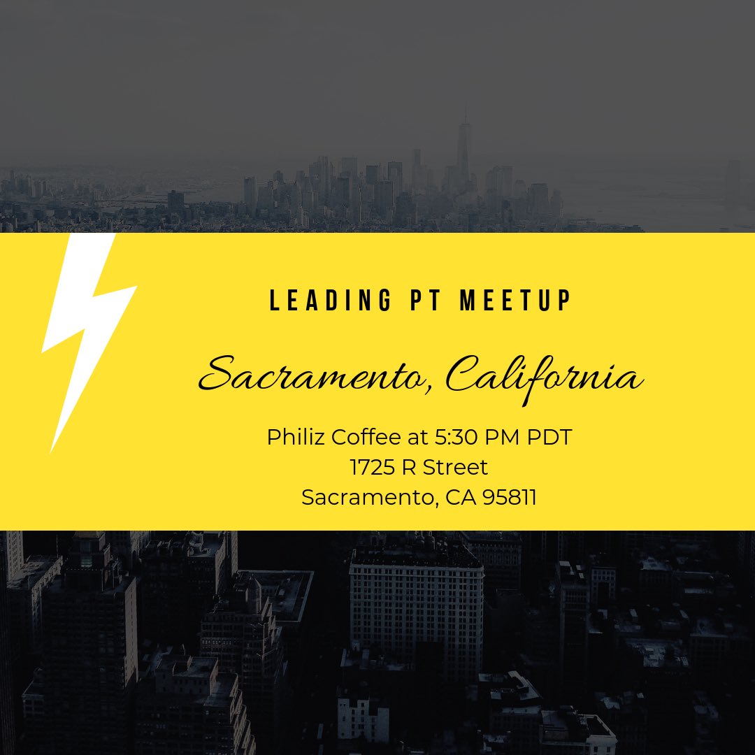 Leading_PT's tweet photo. ⚡️Sacramento⚡️
Today is your day! Head over to Philiz Coffee @530 PDT to meet with other fellow Pre-PTs and SPTs! https://t.co/JAnglk2qmz
