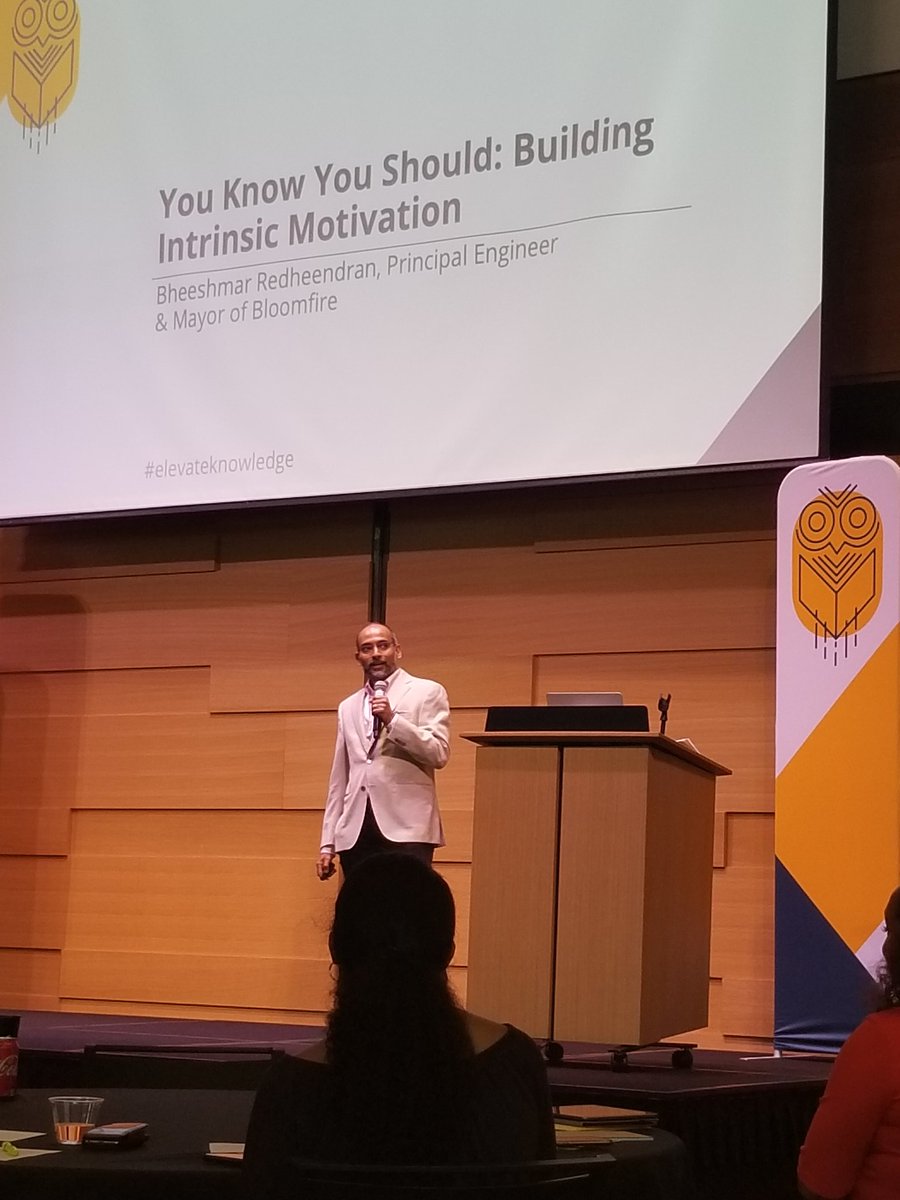 jjram78's tweet photo. Bheeshmar Redheendran showing us how to build intrinsic motivation.  Preach on! #elevateknowledge @bloomfire https://t.co/DNGO8xVC1e