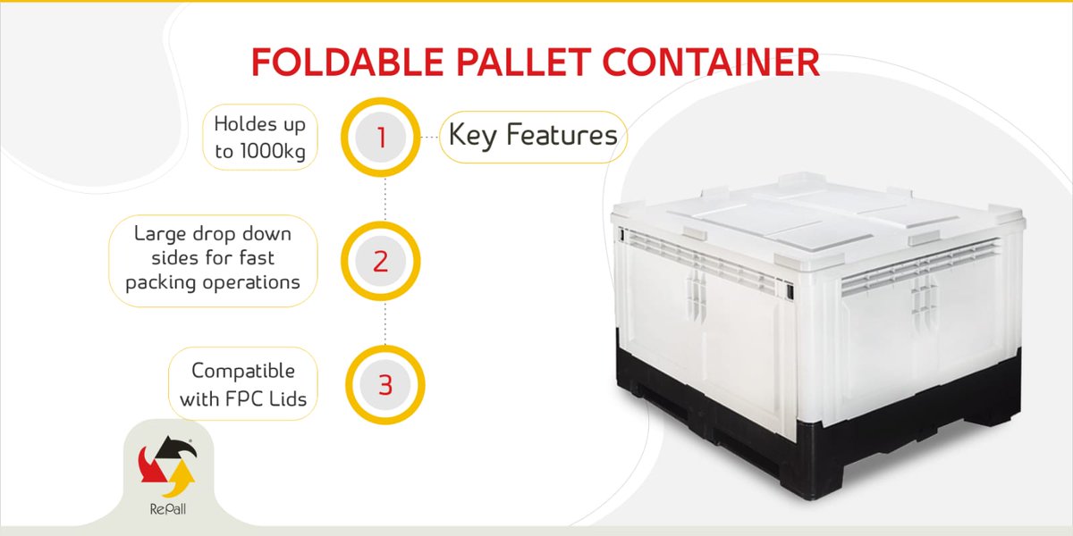 Repall2020's tweet photo. #RePall foldable #pallet container is available with volume of 656liters
In the folded state, a space saving of up to 60% can be achieved, which guarantees cost saving transport and storage
Very useful for low density items like textiles, retail supply chain and clothing
#plastic https://t.co/MKrlVmkvor